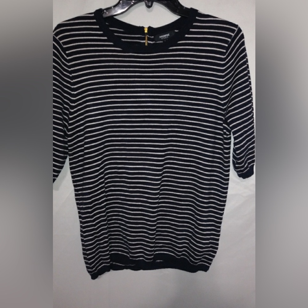 Premise UK M Knit Darkest Navy n White Stripe Pullover Sweater